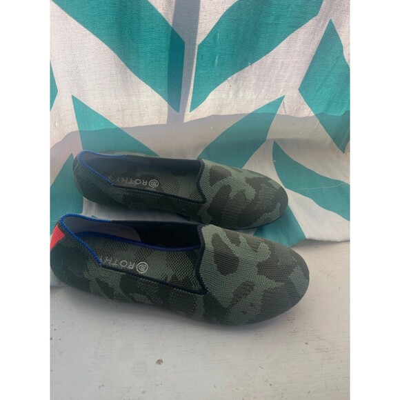 Rothy's The Loafer kids Size 4 Olive Camo Green Round Toe Flat Shoes RETIRED - Picture 2 of 5